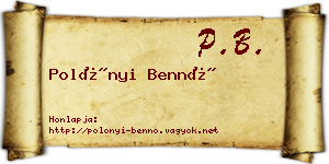 Polónyi Bennó névjegykártya